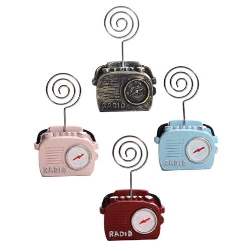 WEKADRIN 4 Stück Retro Kartenhalter Vintage Telefon und Radio Design Stabile und Fotoclips für Büro Schreibtischdekoration und Heimgebrauch Multifunktional für Fotos und Karten von WEKADRIN