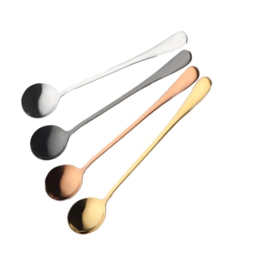 WEKADRIN 4 Stück Teiliges Edelstahl Rührlöffel Langstielig Mixlöffel und Kaffeelöffel für Eisgetränke und Desserts Modernes Design Langlebig und Elegant für Kaffee Teegenuss von WEKADRIN