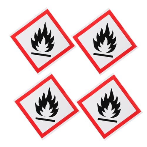 WEKADRIN 4 Stück Teiliges Feuerwarnschild Selbstklebende Wetterfeste Flammenwarnaufkleber für Mülltonnen Auffällige Brandschutzetiketten für Parks und Bereiche zur Sicherheitserhöhung von WEKADRIN