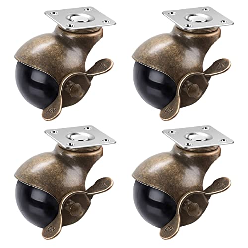 WEKADRIN 4 Stück Teiliges Möbelrollen Lenkrollen mit Bremse Retro Kupfer Topplatte Drehbar bis Belastbar für Schränke Werkbänke und Haushaltsmöbel von WEKADRIN
