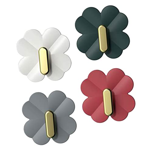 WEKADRIN 4 Stück Teiliges Selbstklebendes Klebehaken Cartoon motiv Vierblättriges Kleeblatt Schlüsselhalter für Kinderzimmer Bad Wohnzimmer Büro von WEKADRIN