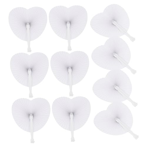 WEKADRIN 48 Stück Teiliges Weiße Herzförmige Papier Handfächer Klappbar Kleine Fächer Für Hochzeit Party Deko Sommer Gästefächer Zum Selbstgestalten von WEKADRIN