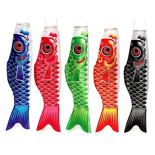 WEKADRIN 5 Stück Teiliges Japanische Karpfen windsocks Gartendeko Windfahnen aus Satin Wetterfest Dekorativ für Garten Terrasse Fenster für Outdoor szenerien und Festliche Atmosphäre von WEKADRIN