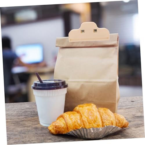 WEKADRIN 5 Stück Wiederverwendbare Beutelclips aus Lebensmittelechtem Kunststoff Vielseitige Snackverschlussklammern für Chips Sichere Frischhaltung in Küche und Vorratsschrank Beige von WEKADRIN