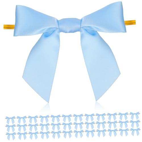 WEKADRIN 50 Stück Blaue Geschenkverpackungsschleifen mit Kabelbinder Vielseitig Einsetzbar als Backbeutel verschluss Partydeko und Geschenkband für Hochzeit Geburtstag Weihnachten von WEKADRIN