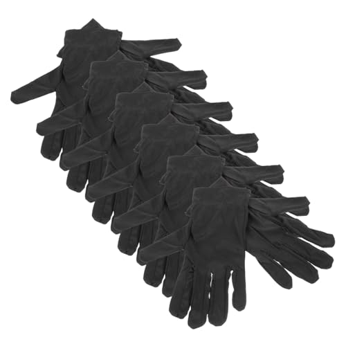 WEKADRIN 6 Paare Schwarze Baumwollhandschuhe Dehnbare Arbeitshandschuhe für Schmuck Münzen und Inspektionen Weiche Stoffhandschuhe zum Schutz Empfindlicher Oberflächen Vermeidung von von WEKADRIN