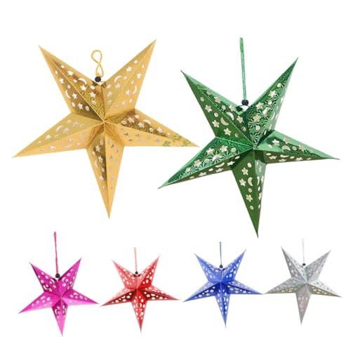 WEKADRIN 6 Stück Teiliges Papier sternlampenschirme in Gold Rot Blau Silber Rosarot und Grün Faltbare Stern Laternen zum Aufhängen Dekorative Weihnachtsbeleuchtung für Fest WEKADRIN 6 Stück Teiliges Papier sternlampenschirme in Gold Rot Blau Silber Rosarot und Grün Faltbare Stern Laternen zum Aufhängen Dekorative Weihnachtsbeleuchtung für Fest von WEKADRIN