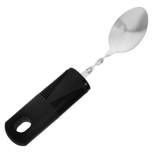 WEKADRIN Anti-Shake-Löffel Behinderung adaptiv Handgriff Erwachsene Hände aufgebaute Griffe gewichtete Utensilien Rehabilitation gewichteter Löffel Schiebelöffel Gummi Black von WEKADRIN