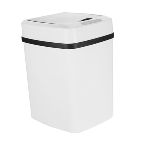 WEKADRIN Automatischer Mülleimer mit Sensor und Deckel Weiß Geräuschloser Induktions Abfalleimer für Küche Wohnzimmer Bad Energieeffizienter Smart Trash Can mit Berührungsloser Öffnung von WEKADRIN