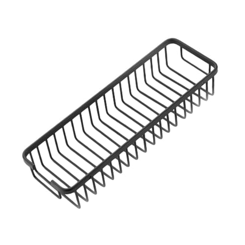 WEKADRIN Badezimmer Wandregal Schwarz aus Aluminium Stauraum Organizer ohne Bohren für Shampoo Kosmetik und Badutensilien von WEKADRIN