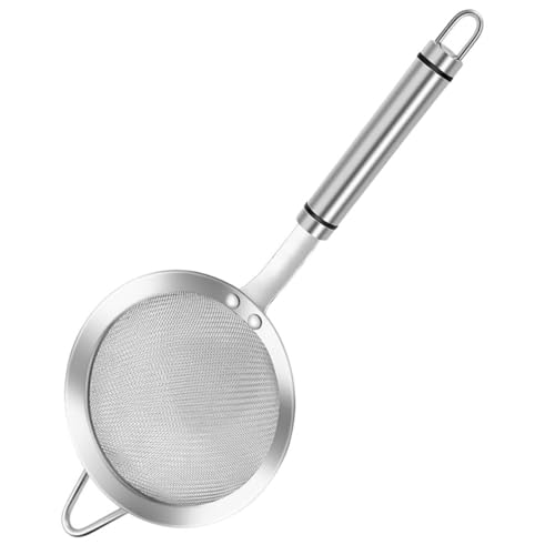WEKADRIN Edelstahl Feinsieb mit Aufhängeloch Hitzebeständiger Griff Langlebiges Mehrzweck metallsieb Wiederverwendbarer Küchensieb für Tee Kaffee Milch und Gewürze von WEKADRIN