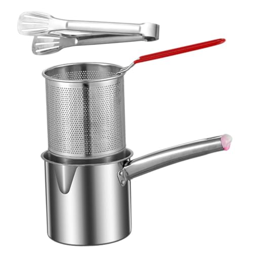 WEKADRIN Edelstahl Fritteuse Tiefes Spritzschutzsicheres Öl frittiergerät mit Praktischem Griff Vielseitiger Edelstahl kochtopf für Gemüse Hähnchen und Snacks Einfach zu Reinigen Langlebig von WEKADRIN