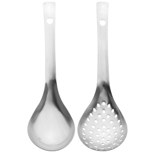 WEKADRIN Edelstahl Mehrzweck löffel Rostfrei Korrosionsbeständig Spülmaschinengeeignet Schlitz Suppenlöffel Praktisches Küchenutensil für Kochen und Servieren von WEKADRIN