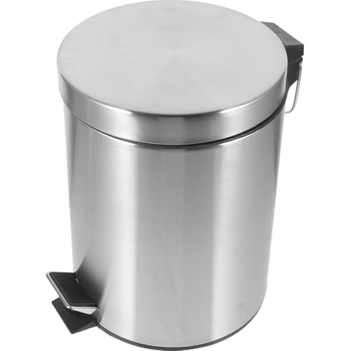 WEKADRIN Edelstahl Mülleimer mit Deckel und Pedal Tret abfalleimer für Haushalt und Bad Langlebiger Runder Tonneimer mit Geräuscharmem Deckel Rostfrei Leicht zu Reinigen Kompakte für von WEKADRIN