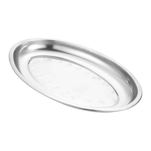 WEKADRIN Edelstahl Oval Servierplatte Hitze und Kältebeständig Polierte Oberfläche Vielseitig für Fisch Snacks und Desserts Leicht zu Reinigen Robustes Tablett für Zuhause und von WEKADRIN