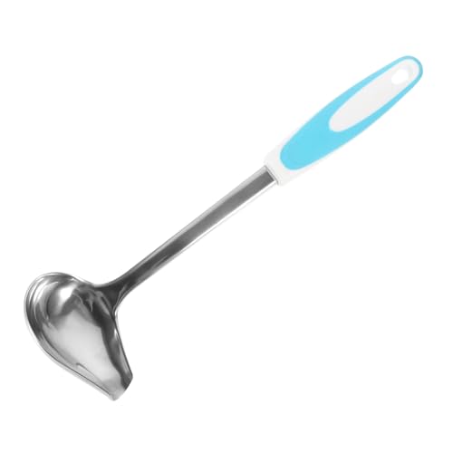 WEKADRIN Edelstahl Soßenlöffel mit Ausgießer Rutschfest Ergonomisch Geformt Multifunktionaler Küchenhelfer für Buffet Gastronomie und Haushalt in Blau von WEKADRIN