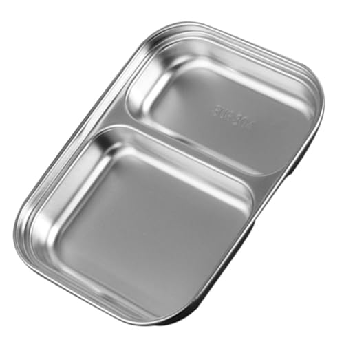 WEKADRIN Edelstahl Tablett mit Zwei Fächern Langlebig und Rostfrei Multifunktionale Servierplatte für Buffet Barbecue und Portionskontrolle für Snacks und Gewürze Zuhause von WEKADRIN