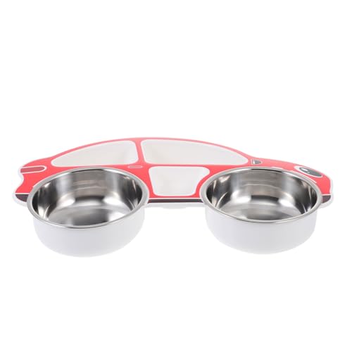 WEKADRIN Edelstahl Teller mit Fächern Cartoon Auto Design Bpa frei Kompartimentplatte Robuster Essensbehälter für Picknick Wandern Camping und Kindermahlzeiten Rot von WEKADRIN