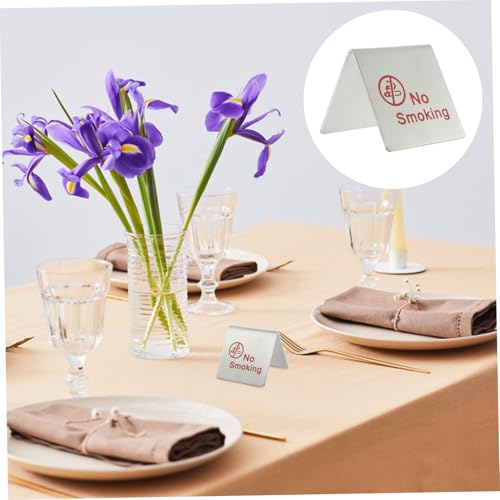 WEKADRIN Edelstahl Tisch verbotsschild No Smoking Doppelseitig Robustes Nichtraucher Warnschild für Büro Lounge Öffentliche Bereiche von WEKADRIN