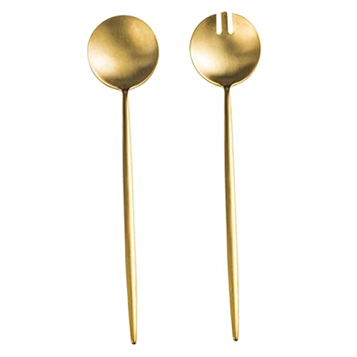 WEKADRIN Ergonomisches Teiliges Salatbesteck aus Edelstahl Wiederverwendbarer Goldener Salatlöffel und Gabel Multifunktional für Kuchen und Obst Spülmaschinenfest Leicht und Kompakt WEKADRIN Ergonomisches Teiliges Salatbesteck aus Edelstahl Wiederverwendbarer Goldener Salatlöffel und Gabel Multifunktional für Kuchen und Obst Spülmaschinenfest Leicht und Kompakt von WEKADRIN