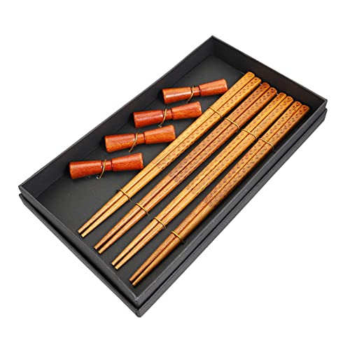 WEKADRIN Essstäbchen mit Halter Japanisches Set aus Natürlichem Holz Lebensmittelecht Dekorativ und Tragbar für Zuhause Küche und Büro von WEKADRIN