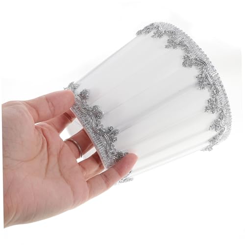 WEKADRIN Europäischer Lampenschirm Barrel Stil aus Weißem Stoff mit Silberkante Faltbarer Lampenabdeckung für Deckenleuchte und Tischlampe Eleganter Lichtschutz für Wohn Hotelbereich von WEKADRIN