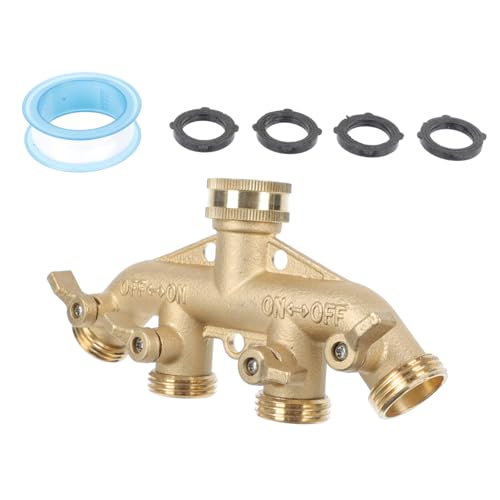 WEKADRIN Gartenschlauch Verteiler Fach Messing Wasserverteiler mit Kugelhähnen Langlebig für Garten Grünflächen Blumenbeete und Autowäsche Universeller Wege Schlauchadapter von WEKADRIN