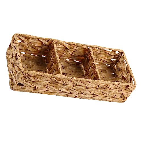 WEKADRIN Geflochtener Aufbewahrungskorb aus Kleiner Quadratischer Organizer mit Fächern Vielseitiger Kosmetik Sundries organizer für Bad Schlafzimmer und Büro von WEKADRIN
