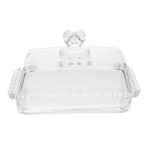 WEKADRIN Glas Butterdose mit Deckel Staubgeschützt Langlebig Hitzebeständig Transparente Butterplatte für Kühlschrank und Esstisch für Butter Käseaufbewahrung von WEKADRIN