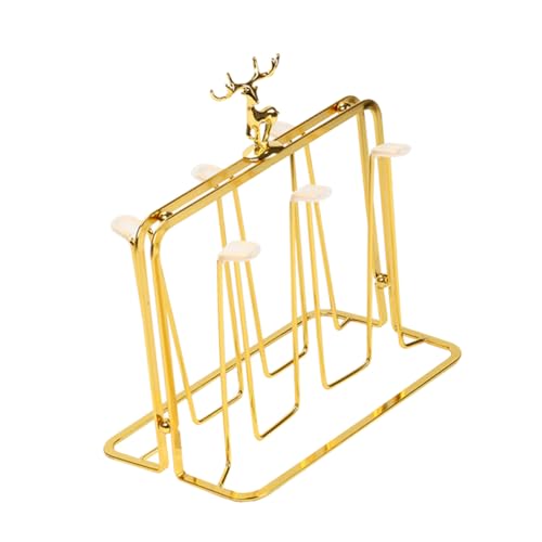 WEKADRIN Goldfarbener Becherhalter aus Metall mit Umgedrehtem Design Abtropfgestell für Gläser und Flaschen Rutschfester Küchenständer Stabiler Trockenständer für Glas Teetassen WEKADRIN Goldfarbener Becherhalter aus Metall mit Umgedrehtem Design Abtropfgestell für Gläser und Flaschen Rutschfester Küchenständer Stabiler Trockenständer für Glas Teetassen von WEKADRIN