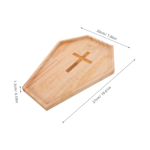 WEKADRIN Halloween Serviertablett Holz Sarg-Form mit Kreuz Rustikales Snack-tablett für Party Dekoratives Holztablett für Süßigkeiten Obst Charcuterie Vielseitig Nutzbar Einfache Reinigung von WEKADRIN