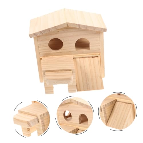 WEKADRIN Hamster Nest Chinchilla Käfig Zubehör Doppelstöckiges Holzhaus Kleintierversteck für Hamster Chinchillas zum Klettern und Schlafen WEKADRIN Hamster Nest Chinchilla Käfig Zubehör Doppelstöckiges Holzhaus Kleintierversteck für Hamster Chinchillas zum Klettern und Schlafen von WEKADRIN