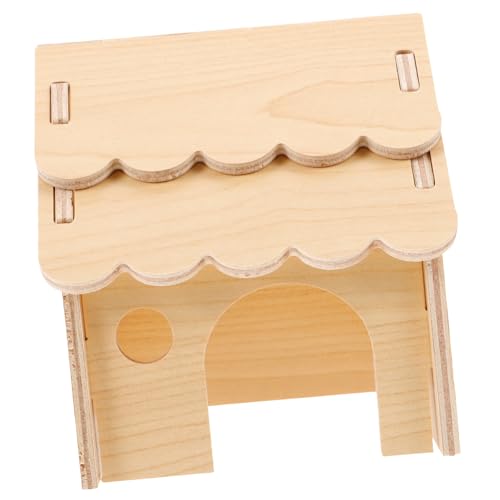 WEKADRIN Hamsterhaus aus Holz für Kleine Tiere Rutschfestes Verschleißfestes Nagerversteck Dekoratives Meerschweinchen holzhaus Gemütliches Spiel Ruhehaus für Zwerghamster Kaninchen und von WEKADRIN