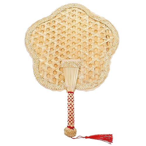 WEKADRIN Handgefertigter Strohfächer Vintage Stil Dekorativer Leichter Handventilator mit Feiner Webkunst für Hochzeiten Sommerpartys und Wohnraumdekoration Chinesischer Landhausstil von WEKADRIN