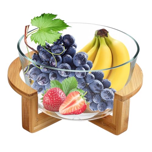 WEKADRIN Hitzebeständige Glasschale mit Holzfuß Multifunktionale Salat und Servierschüssel Mikrowellengeeignet Eiswürfelbehälter Großer Transparenter Glasbehälter für Küche und Tisch WEKADRIN Hitzebeständige Glasschale mit Holzfuß Multifunktionale Salat und Servierschüssel Mikrowellengeeignet Eiswürfelbehälter Großer Transparenter Glasbehälter für Küche und Tisch von WEKADRIN