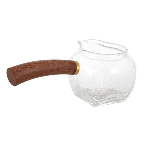 WEKADRIN Hitzebeständiger Glas teebereiter mit Holzgriff Handgefertigte Japanische Teekanne Hitzebeständig Seitlicher Griff Kreatives Ausgießdesign für Tee und Wasser zu Hause oder Büro von WEKADRIN