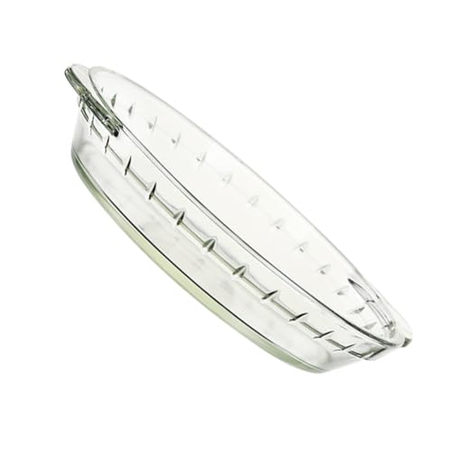 WEKADRIN Hochtemperaturbeständiges Gehärtetes Glas Backblech Mikrowellengeeignet Transparentes Ofenblech für Backofen Dampfgarer und Servierteller Vielseitig für Pizza Steak Fischgerichte von WEKADRIN