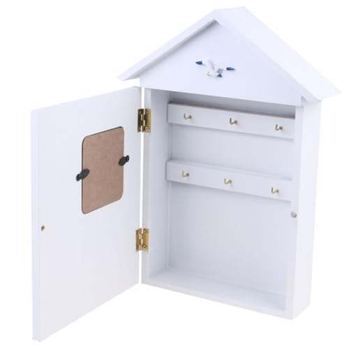 WEKADRIN Holz Schlüsselhalter Hausform Wandmontage Mediterraner Stil mit Vogelornament Schlüsselbox zur Organisierten Hausschlüssel Aufbewahrung und Dekorativen Wandgestaltung von WEKADRIN