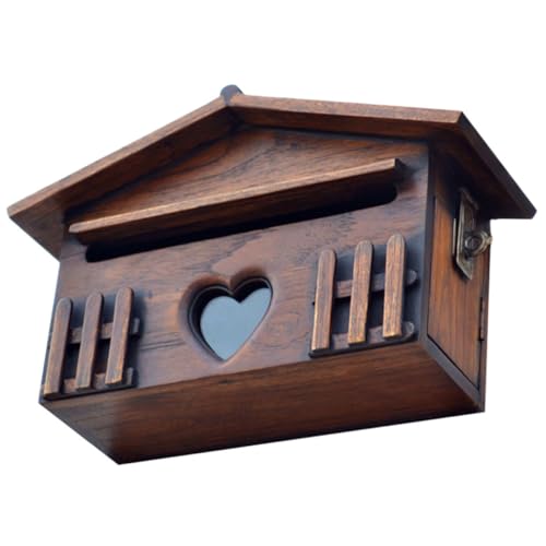 WEKADRIN Holzbriefkasten für Außenwandmontage Wetterfeste Vintage Vorschlagsbox aus Holz Installieren Praktische Kummerkasten für Briefe und Zeitungen Rustikale Villa Dekoration von WEKADRIN