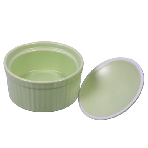 WEKADRIN Keramik Dessertschale mit Deckel Teiliges Grün Multifunktionale Auflaufform für Backofen und Servieren Hitzebeständig Runde Form Modernes Schlichtes Design Lebensmittelecht von WEKADRIN