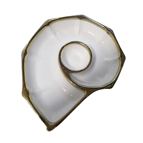WEKADRIN Keramik Servierplatte mit Muscheldekor Vielseitiges Snack Sushi tablett Praktische Kompakte Food Serving Dish Geeignet für Warme und Kalte Speisen Spülmaschinenfest von WEKADRIN