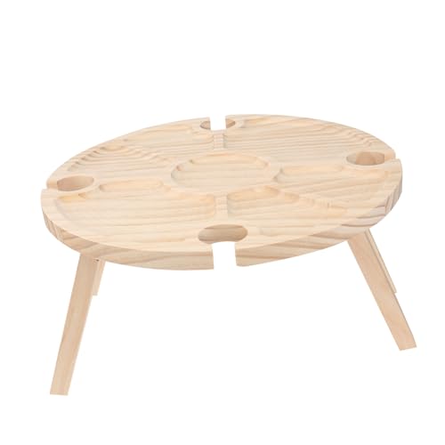 WEKADRIN Klappbarer Holzklapptisch Outdoor Runder Campingtisch Tragbarer Picknick Weintisch Kleiner Garten esstisch für Familie und Freunde Praktisch und Langlebig von WEKADRIN