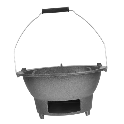 WEKADRIN Kleiner Gusseiserner Holzkohlegrill Tragbarer Tischgrill aus Robustem Gusseisen Hitzebeständig für Balkon Camping Bbq party Vielseitiger Kohlegrill für Fleisch Gemüse und Mehr von WEKADRIN