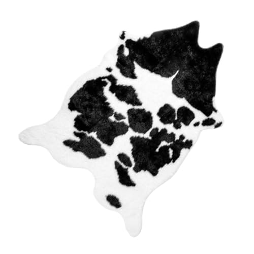 WEKADRIN Kleiner Kuhmuster Teppich aus Langlebigem Polyester rutschfest Wohnlich und Dekorativ für Wohnzimmer Schlafzimmer Kinderzimmer Kreative Kuhfell Form Stilvolle Bodendekoration von WEKADRIN