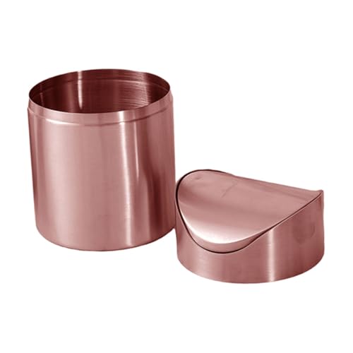 WEKADRIN Kompakter Edelstahl Abfalleimer mit Deckel Mini Tischmülleimer für Büro Auto Badezimmer Rosegold Multifunktionaler Desktop Papierkorb für Kleine Abfälle und Kosmetikpinselhalter WEKADRIN Kompakter Edelstahl Abfalleimer mit Deckel Mini Tischmülleimer für Büro Auto Badezimmer Rosegold Multifunktionaler Desktop Papierkorb für Kleine Abfälle und Kosmetikpinselhalter von WEKADRIN