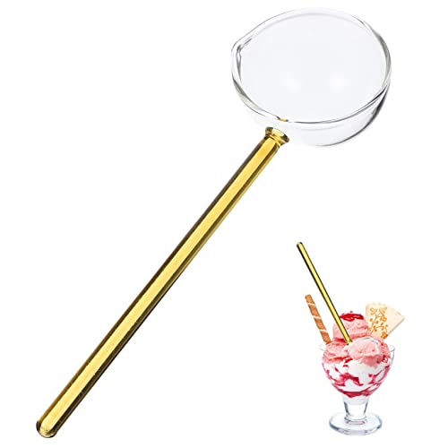 WEKADRIN Kreative Glaslöffel mit Gelbem Griff Hochtemperaturbeständig für Eiscreme Suppe und Dessert Transparente Ausführung für Stilvolles Servieren von WEKADRIN