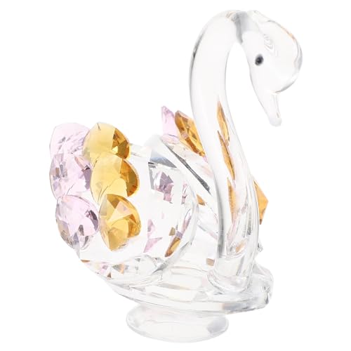 WEKADRIN Kristall Schwan Figurine Kleine Tischdekoration Kreatives Wohn Schlafzimmer Ornament Bunte Glasfigurien Bürodekoration Elegantes Geschenk von WEKADRIN
