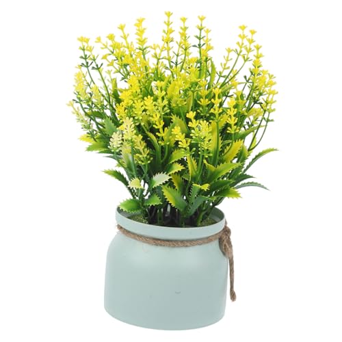WEKADRIN Künstliche Bonsai Topfpflanze Gelb Realistische Deko Pflanze für Wohnzimmer Balkon Büro Pflegeleichte Kunststoff Pflanzen für Fensterbank Tischdekoration Kleine Wohnaccessoires von WEKADRIN