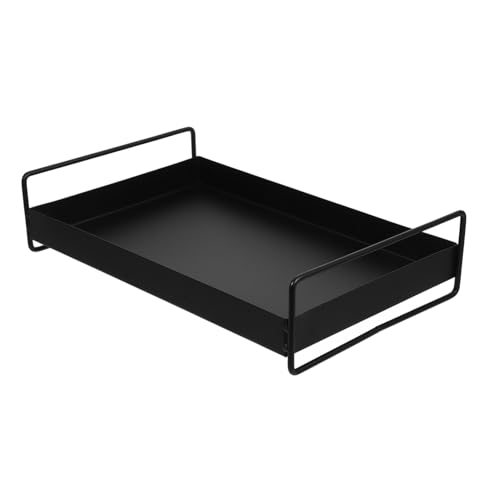 WEKADRIN Metal Serviertablett Rechteckig mit Seitengriffen Elegantes Schwarzes Metall Tablett für Snacks Obst und Kaffee Vielseitiges Serviergeschirr für Wohnzimmer und Küche Dekoratives von WEKADRIN