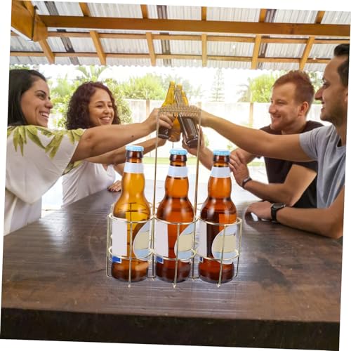 WEKADRIN Metall Flaschenkorb Goldener Flaschenträger Handlich Rostfrei Bierflaschenhalter Für Grillfest und Haushalt Multifunktionaler Getränkekorb Robust und Praktisch von WEKADRIN